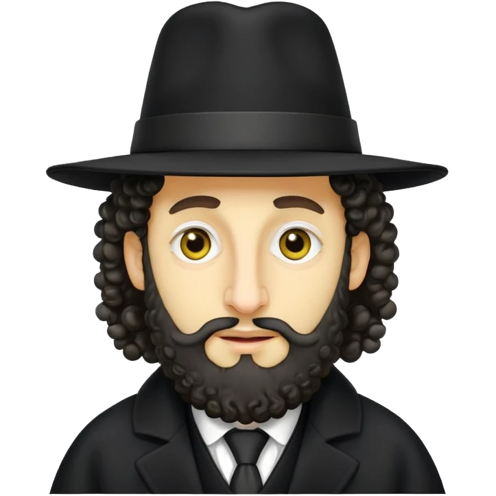 Stereotypical Hasidic Jewish Rabbi, with curly hair on the sides and long nose, yellow skin emoji