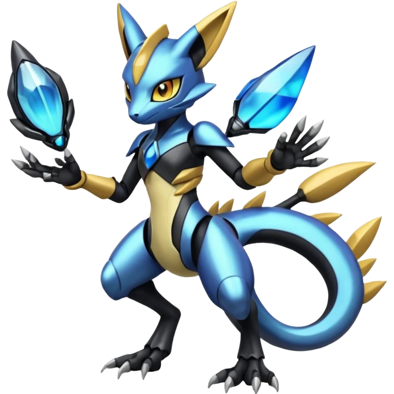 Modern Futuristic Cyber-Meloetta-Greymon-Greninja-Zeraora-Pokémon-Digimon-Fakémon-fusion-hybrid-creature emoji
