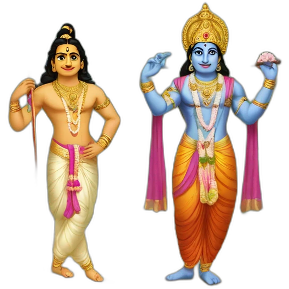 Lord Krishna with his friend Arjun emoji