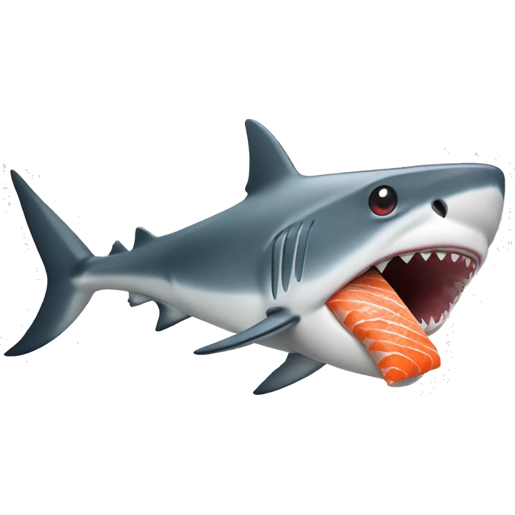 shark with salmon skin roll in its mouth emoji