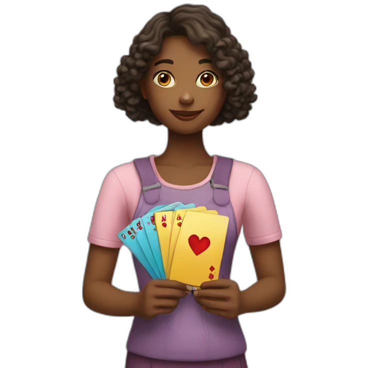 A girl holding cards emoji