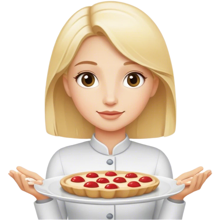 Blonde girl holding serving platter  emoji
