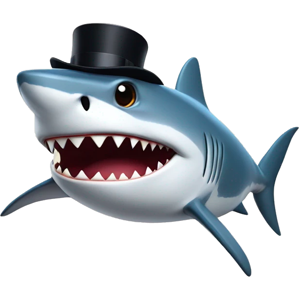 Shark with a top hat emoji
