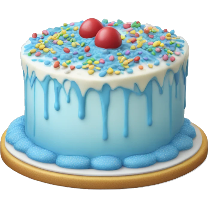 Realistic Blue icing vanilla cake with sprinkles  emoji