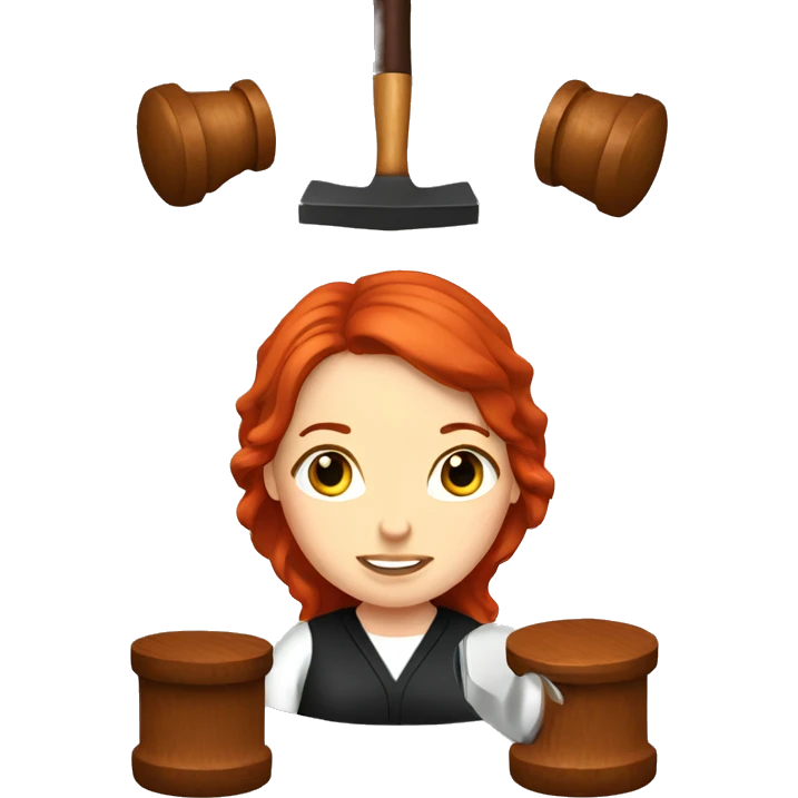 Red hair judge girl with hammer emoji