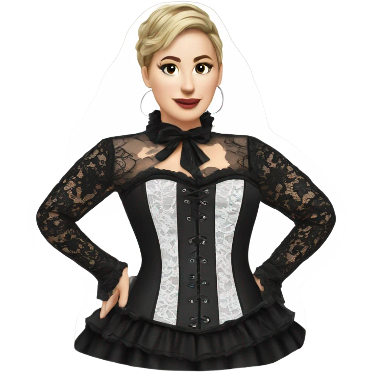 black lace long sleeve corset emoji