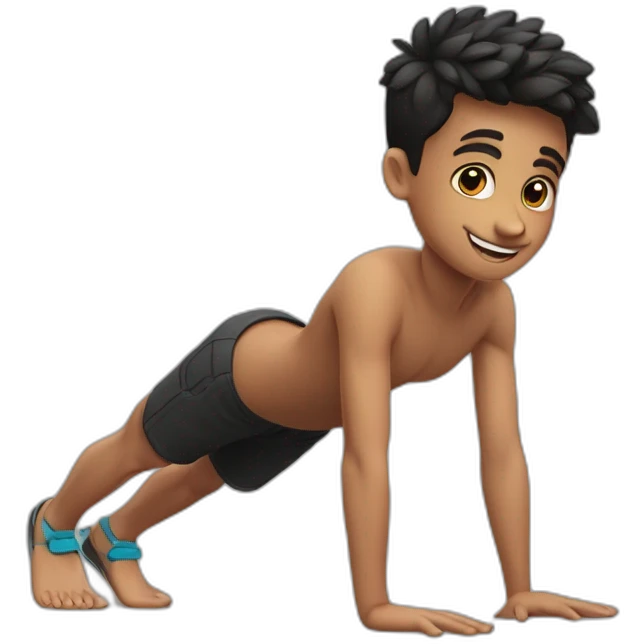 boy metis in handstand push up with black short emoji