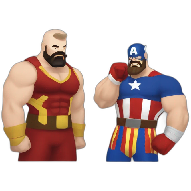 Captain america and zangief salute emoji