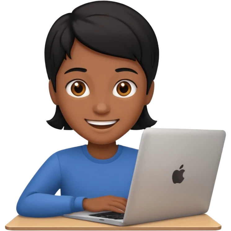 make an emoji of a black hair developer behind laptop emoji
