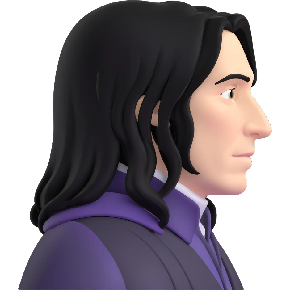 melancholy Snape side profile with long black hair emoji
