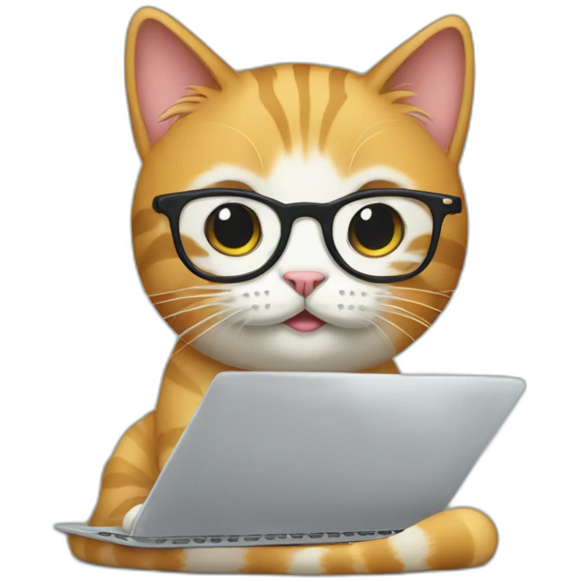 Cat with glasses and laptop emoji