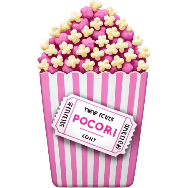 pink popcorn with 2 movie tickets emoji