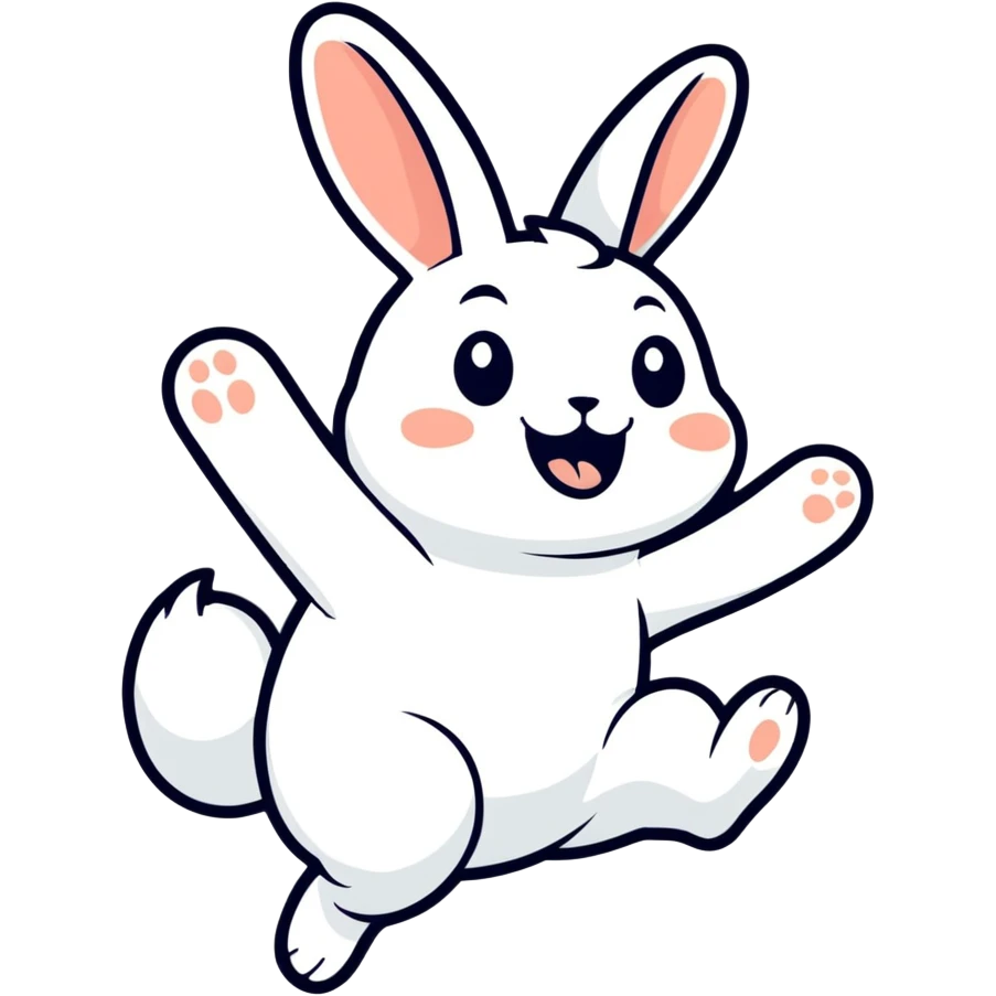 happy joyful bunny jumping into the air emoji