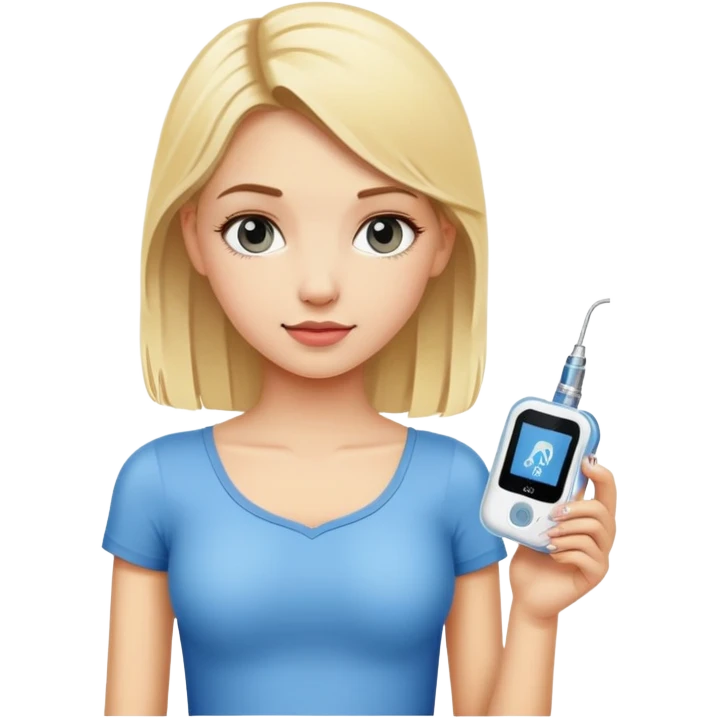 Omnipod insulin pump on a blonde girl emoji