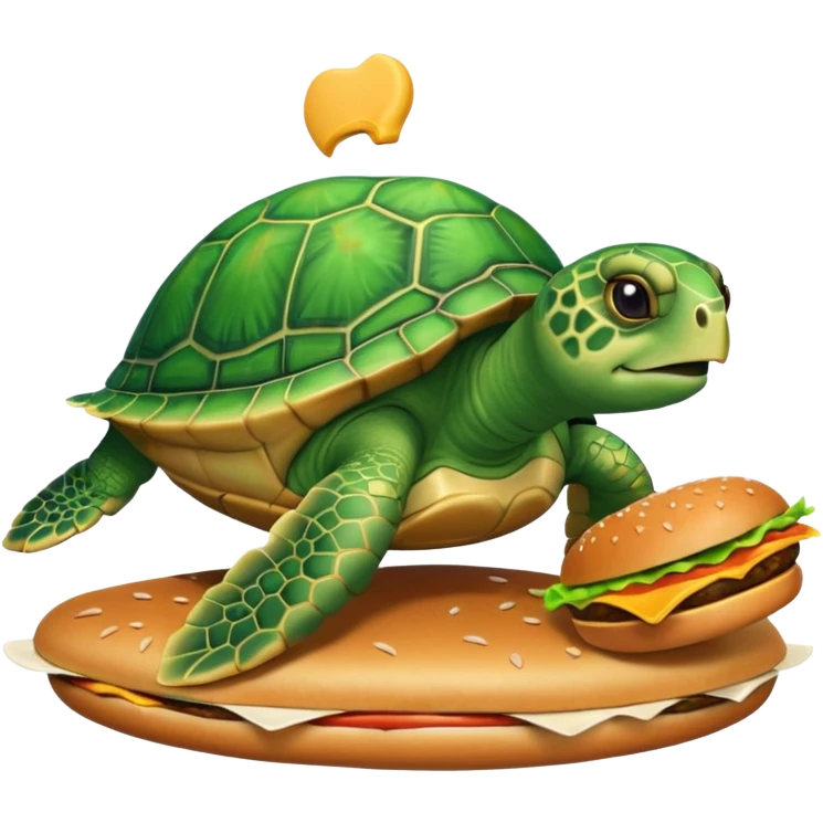 SeaTurtle eat burger emoji