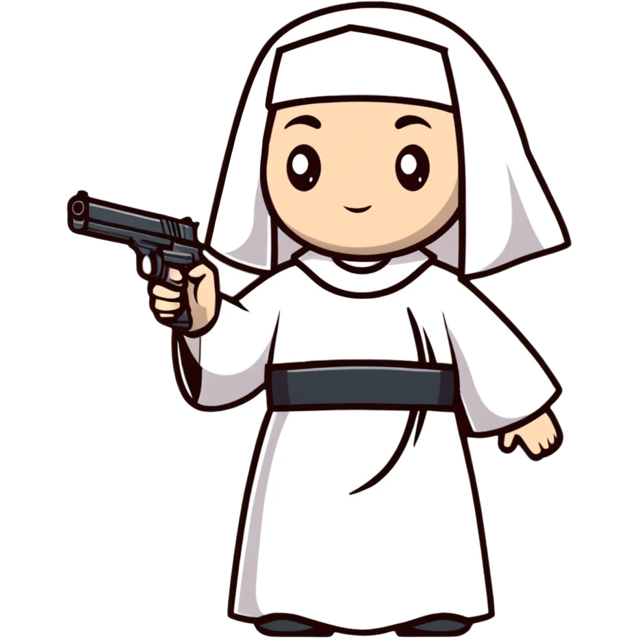 stylish nun holding a gun emoji