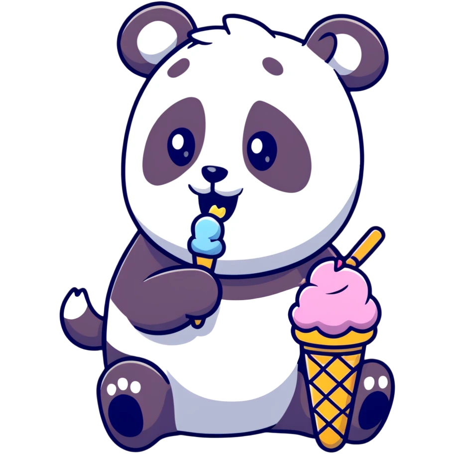 Panda eating ice cream emoji