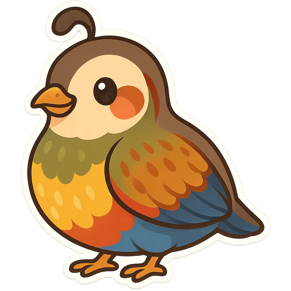 colorful and cheerful cartoon sticker of a Kurdish quail native to Kurdistan, no text, suitable for WhatsApp and Instagram, transparent background emoji