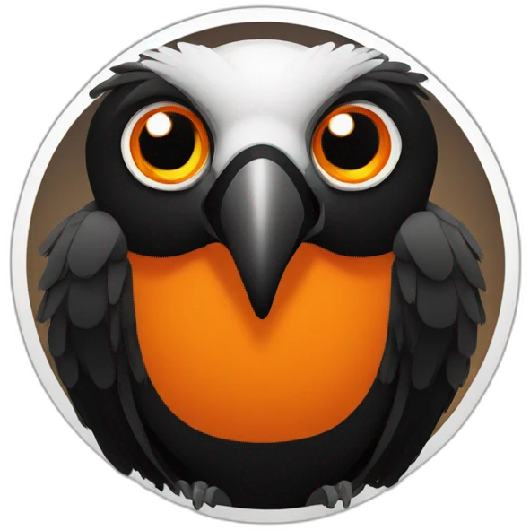 Orange and black condor inside a circle emoji