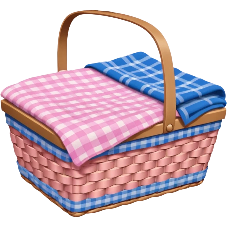 Pink picnic basket with blue blanket emoji