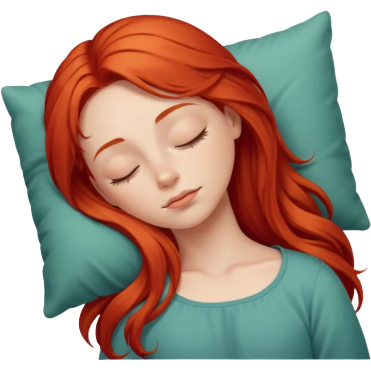 Red long hair girl sleeping emoji