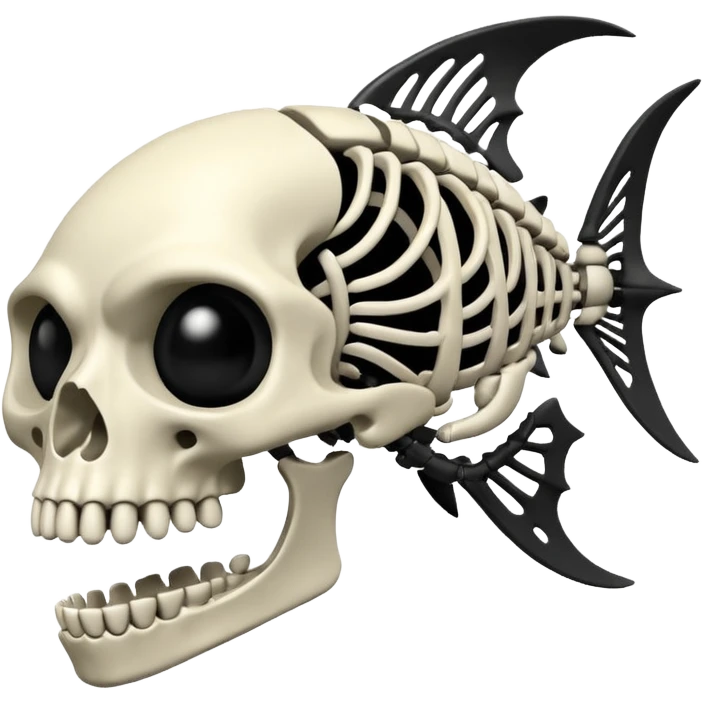 Piranha skeleton black and white emoji