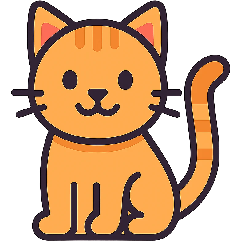 cartoon cat color outline icon style emoji