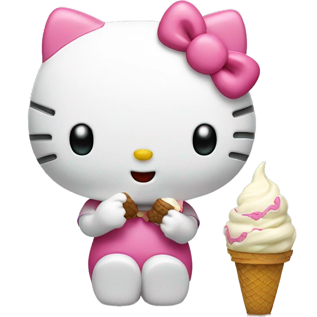 Hello kitty eating ice cream emoji