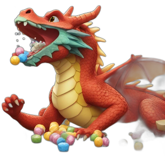 Dragon eating mentos emoji