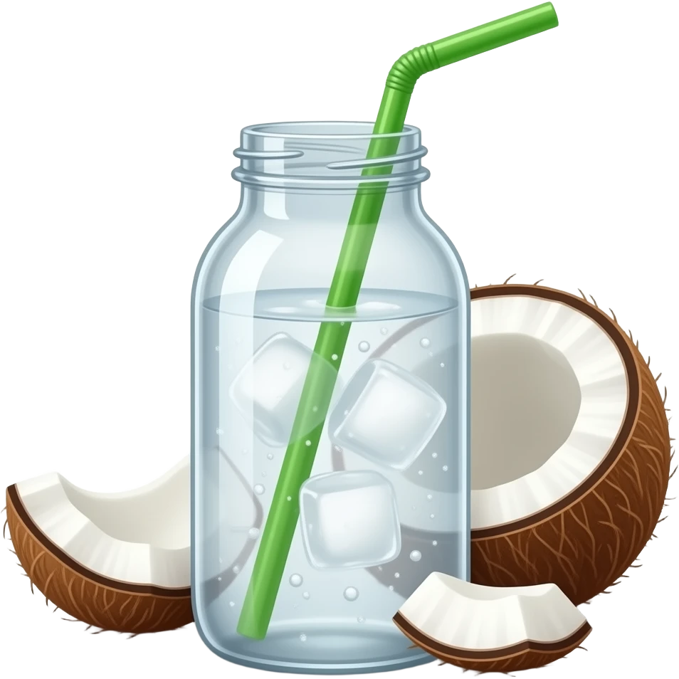 Coconut Water with a straw in it emoji