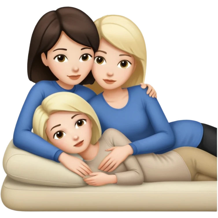 Short haired brunette woman laying on the lap of a long blonde haired woman emoji