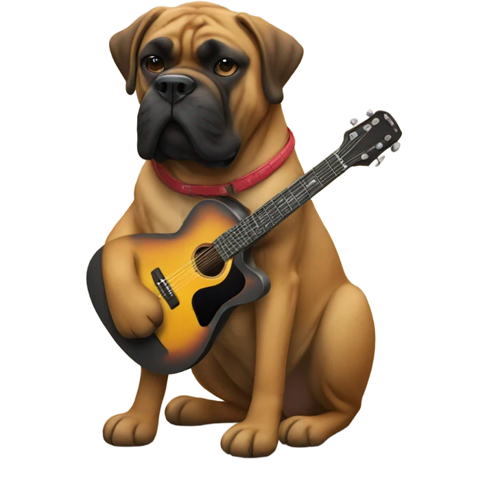 bullmastiff playing guitar emoji