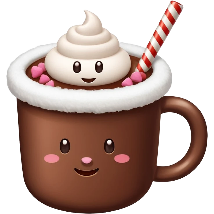 cup of hot cocoa with some marshmallow emoji