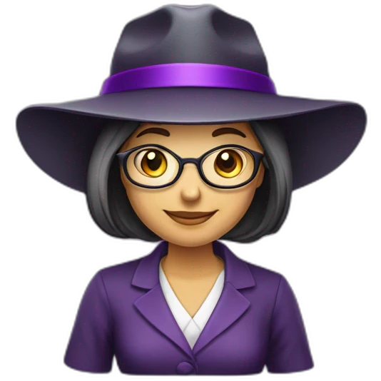 Professora com chapéu de formatura roxo emoji