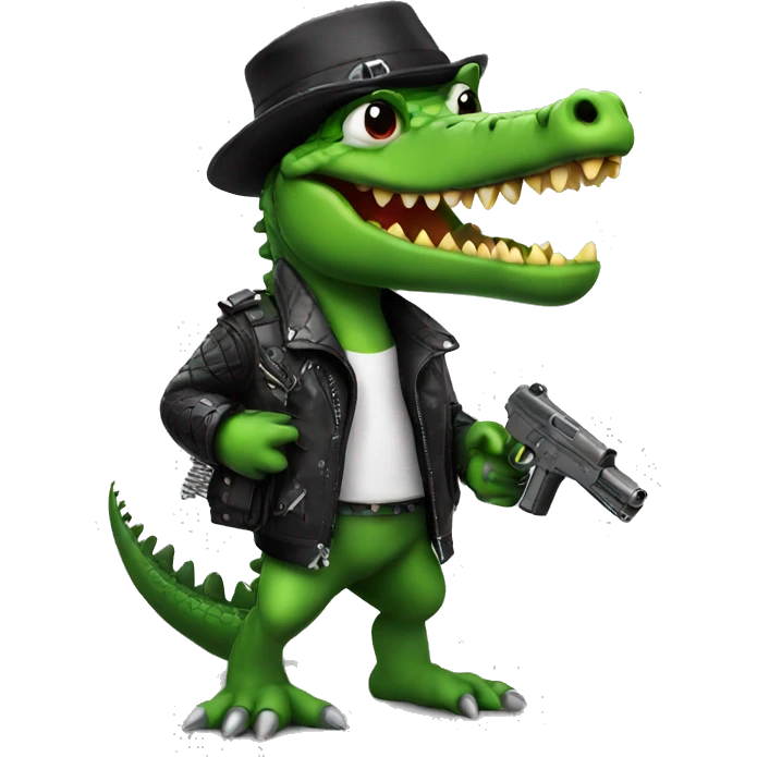 punk Crocodile with a gun  emoji