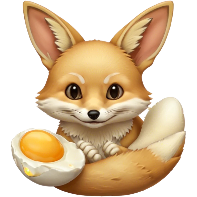 fennec eating an unpeeled raw egg emoji