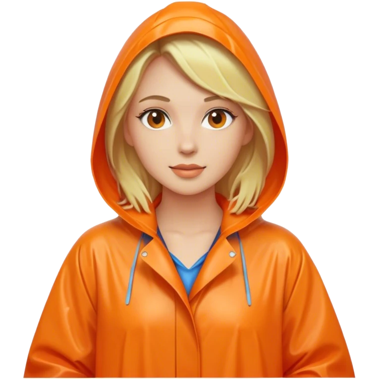 Blonde lady with an orange full body rain coat emoji