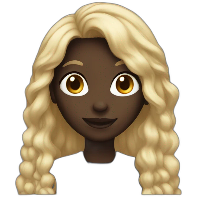 A dark skin girl with long locks smiling emoji