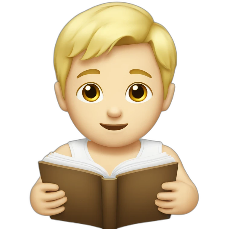 White and blond Baby Guy reading emoji