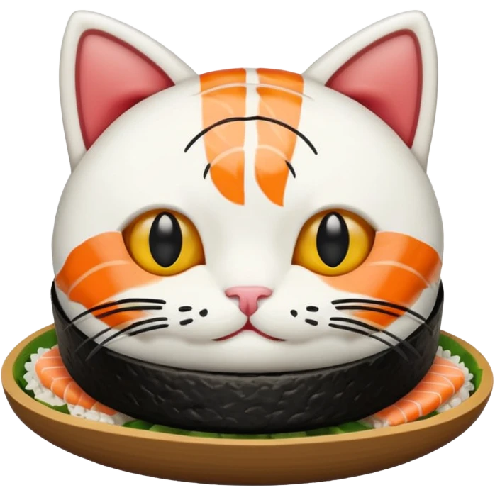 A cute cat made of sushi  emoji