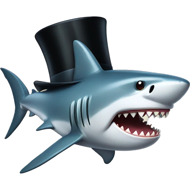 Shark with a top hat emoji