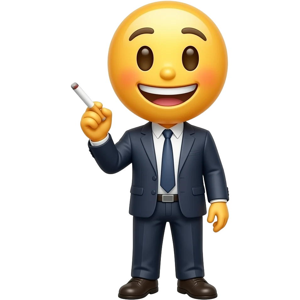 Keep this emoji like it is, but make full body and his hand with a cigarette emoji