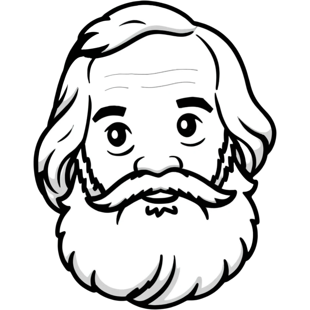 Karl Marx with a big beard, friendly expression emoji