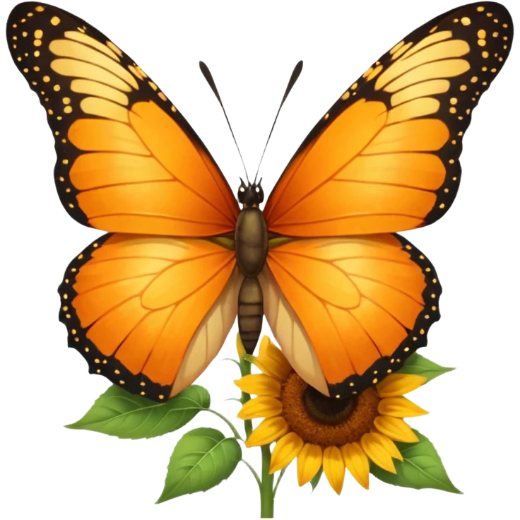 orange Butterfly on Sunflower side angle emoji