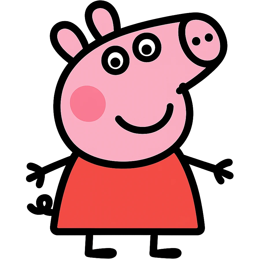 Peppa Pig as a simple modern icon with minimal details, clean lines, flat colors emoji