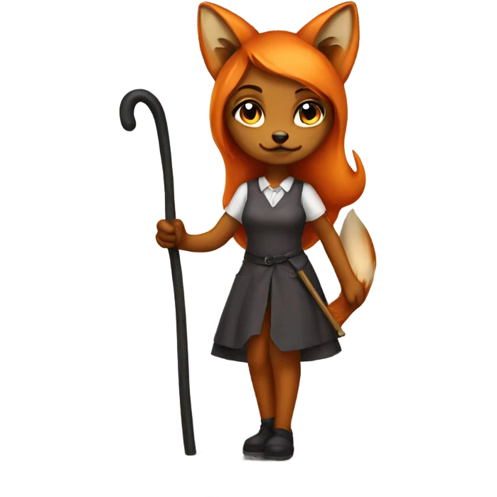 fox girl with a cane in her hand emoji