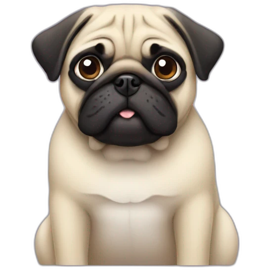 A pug with a labra emoji