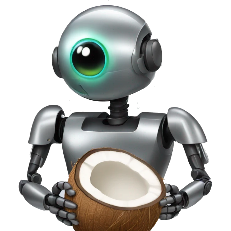 Robot with coconut emoji