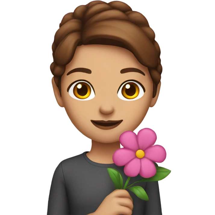 Brown hair model flower  emoji
