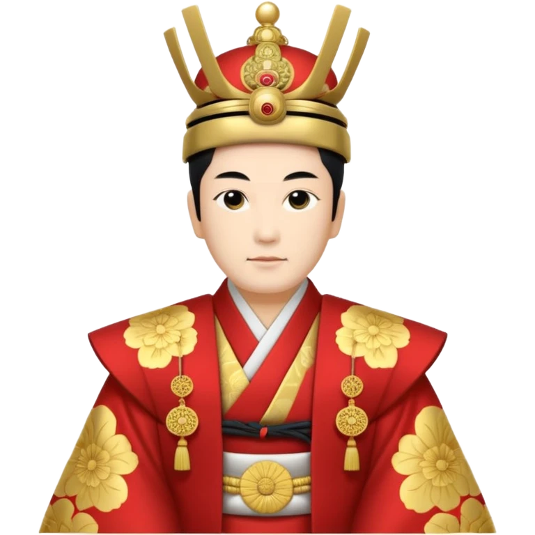 Japanese emperor, Edo period, wearing ceremonial ho and kanmuri, regal pose emoji